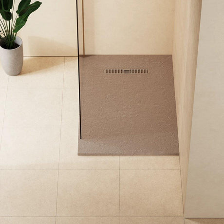 Crosswater Rectangle Shower Tray Brown / 800 x 1200 Crosswater Vito Textured Rectangle Shower Tray with Waste