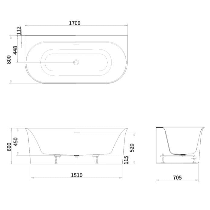 Crosswater Back To Wall Freestanding Bath Crosswater Cursa Back to Wall Freestanding Bath