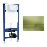 Crosswater Wall Hung WC Frame Venue Plate in Brushed Brass Crosswater 1.12m Slim Depth Dual Flush WC Support Frame Set with Flush Plate
