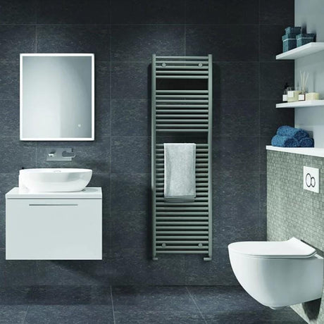 Tissino Ladder Rails 1652 x 500 / Central Heating Tissino Hugo2 Designer Towel Radiator in Lusso Grey