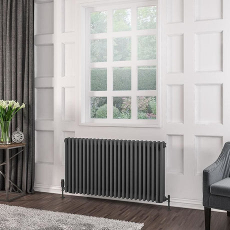 Eastbrook 600 x 1148 / Central Heating Eastbrook Rivassa Traditional 3 Column Radiator in Matt Anthracite
