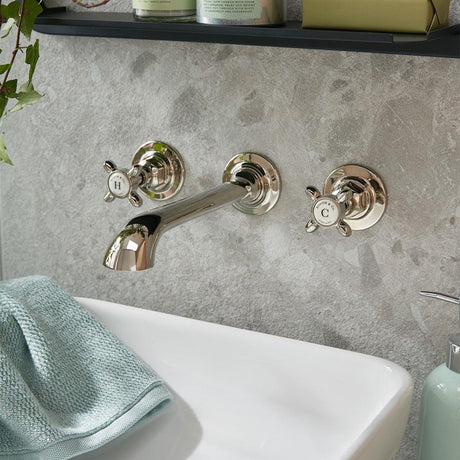 Vado Wall Mounted Basin Tap Bright Nickel Booth & Co. Axbridge Wall Mounted Basin Mixer Tap