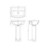Aquarius Bathrooms Pedestal Basin Aquarius Paragon 600mm 1 Tap Hole Basin with Full Pedestal