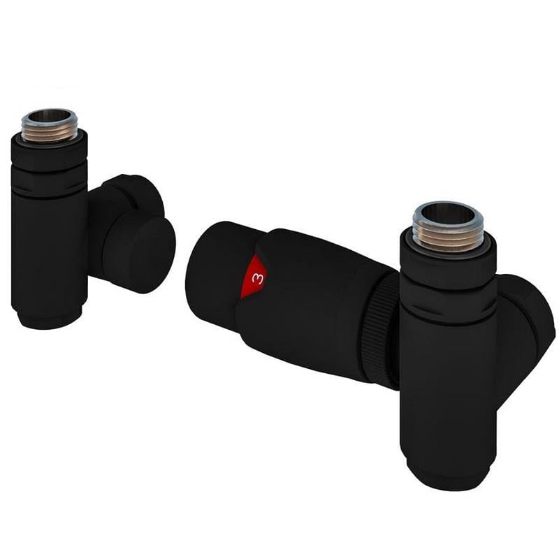 Eastbrook Radiator Valve Matt Black Eastbrook Corner TVR Duel Fuel Radiator Valve and Lockshield