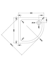 Aquarius Bathrooms Square Shower Tray 800x800mm Aquarius Urbano 45mm Quadrant Stone Resin Anti Slip Shower Tray