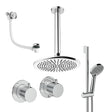 UK Bathroom Store Concealed Shower Set Chrome / Ceiling Arm / 300mm Crosswater Module Shower Set 7 - 3 Outlet with Riser Rail Kit, Overhead Shower and Overflow Bath Filler