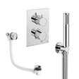 UK Bathroom Store Concealed Shower Set Chrome Crosswater Crossbox Shower Set 5 - 2 Outlet with Pencil Handset and Overflow Bath Filler Waste