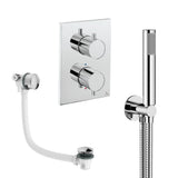 UK Bathroom Store Concealed Shower Set Chrome Crosswater Crossbox Shower Set 5 - 2 Outlet with Pencil Handset and Overflow Bath Filler Waste