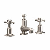 Crosswater 3 Hole Basin Sets Brushed Nickel Crosswater Belgravia 3 Hole - Deck Mounted - Basin Mixer Tap with Crosshead Handle