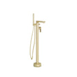 Imex Freestanding Bath Filler Brushed Brass Imex Suburb Floor Standing Bath Shower Mixer Tap with Hose and Handset