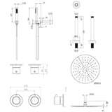 UK Bathroom Store Concealed Shower Set Crosswater Module Shower Set 1 with Fixed Head and Pencil Handset