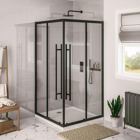Eastbrook Corner Entry Shower Enclosure Eastbrook Vantage 2000 Corner Entry Shower Enclosure 1000 x 760mm in Matt Black