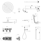 UK Bathroom Store Concealed Shower Set Crosswater Module Shower Set 9 - 3 Outlet with Pencil Handset, Overhead Shower and Overflow Filler