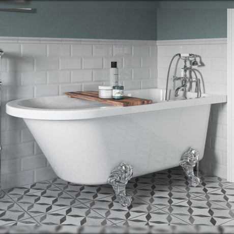 Aquarius Bathrooms Roll Top and Slipper Freestanding Bath 1700 x 750mm Aquarius Timeless Freestanding Corner Bath with Ravenclaw Feet