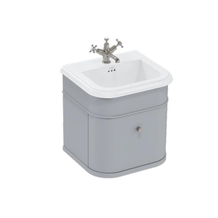 Burlington Wall Mounted Vanity Unit Classic Grey / Ceramic Basin - 1 Tap Hole / Brushed Nickel Burlington Chalfont 550mm Wall Mounted Single Drawer Vanity Unit with Basin