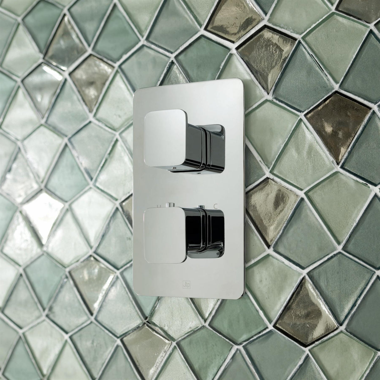 JTP Concealed Shower Valve Chrome JTP HIX 1 Outlet, 2 Handle Thermostatic Concealed Shower Valve