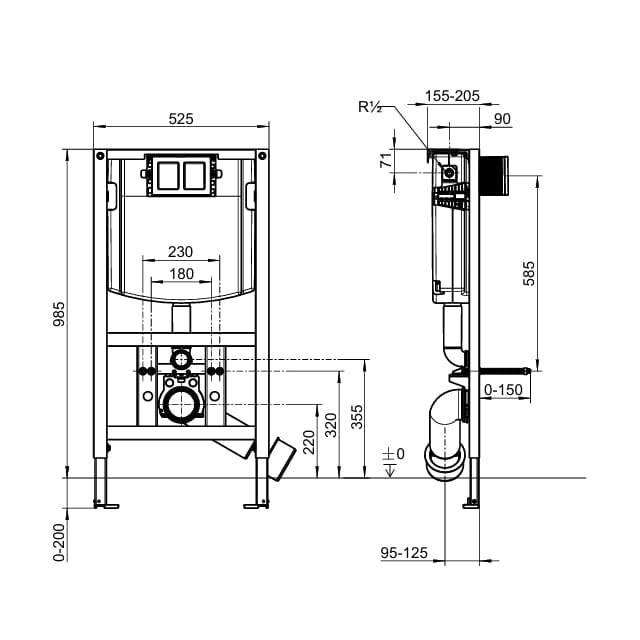 Villeroy & Boch Wall Hung WC Frame Villeroy & Boch VICONNECT Wall Mounted Cistern Frame - 960mm x 545mm