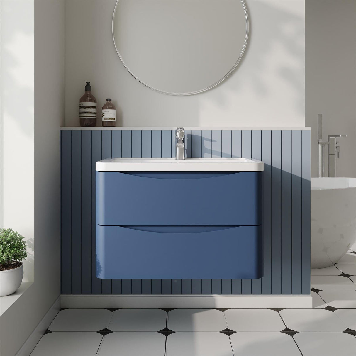 Aquarius Bathrooms Wall Mounted Vanity Unit Aquarius Seren 800mm Wall Mounted Two Drawer Vanity Unit with Basin