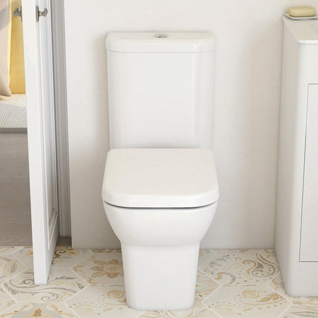 Imex Close Coupled Toilet Imex Suburb Open Back Close Coupled Toilet with Rounded Cistern and Soft Close Seat in White
