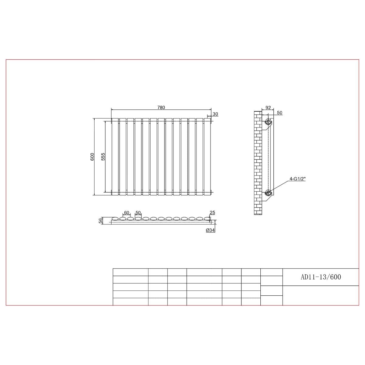 Aquarius Bathrooms Column Radiator Aquarius Athens Single Horizontal Column Radiator in Anthracite