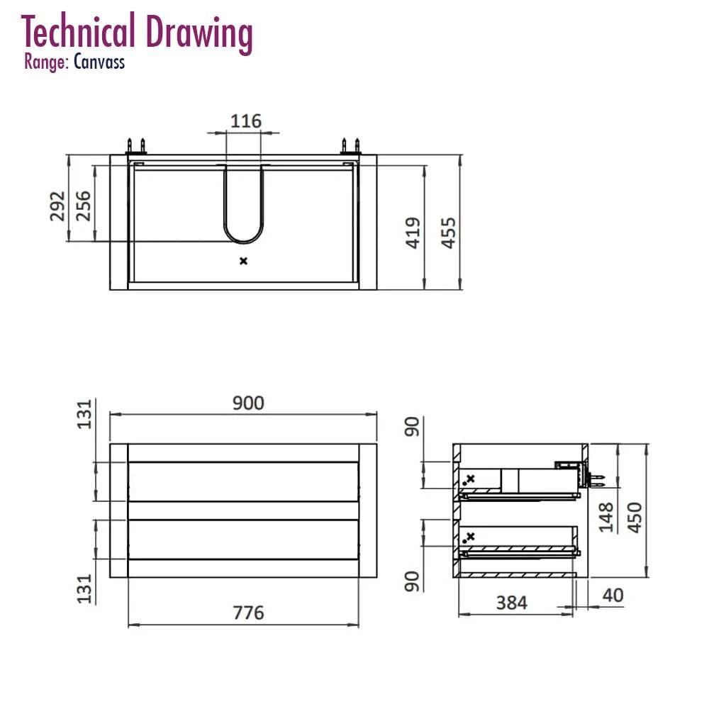 Crosswater Wall Mounted Vanity Unit Crosswater Canvass Vanity Unit with White Carrara Marble Effect Worktop