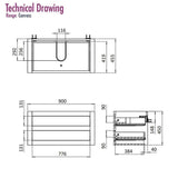 Crosswater Wall Mounted Vanity Unit Crosswater Canvass Vanity Unit with White Carrara Marble Effect Worktop