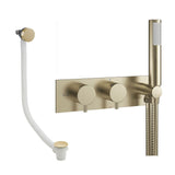 Crosswater Concealed Shower Set Brushed Brass Crosswater Design 2 Handle 2 Outlet Shower Set 5 with Integrated Handset and Overflow Bath Filler
