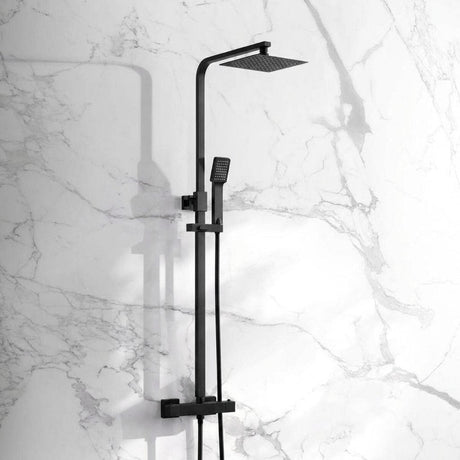 Aquarius Bathrooms Exposed Shower Set Black Aquarius Zacha Square Exposed Shower Valve Set with Shower Head and Handset