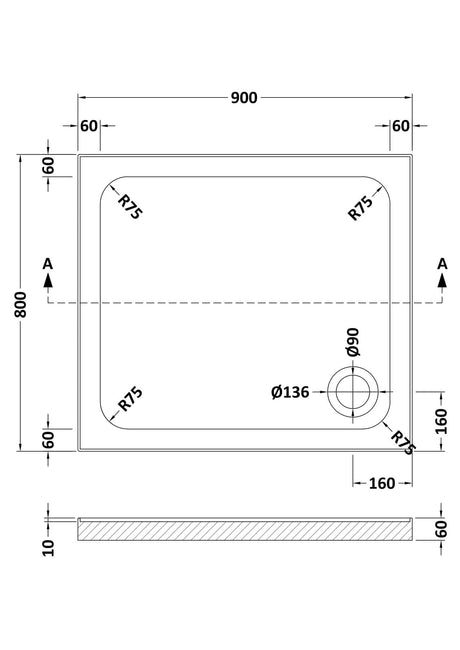 Aquarius Bathrooms Rectangle Shower Tray 900x800mm Aquarius Urbano Rectangular Stone Resin Shower Tray with 4 Upstands