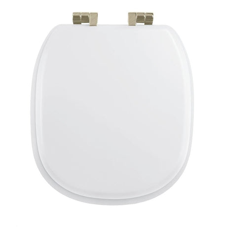 Imperial Toilet Seat White / Brushed Nickel Imperial Radcliffe Solid Wood Painted Toilet Seat with Soft Close Hinges