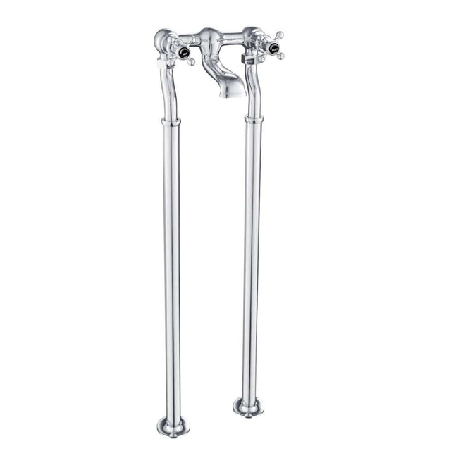 JTP Freestanding Bath Filler Chrome with Black JTP Grosvenor Cross Freestanding Bath Shower Filler