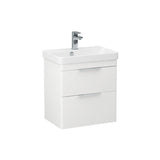 Imex Cloakroom Vanity Unit Imex Luna 550mm Wall Mounted Double Drawer Vanity Unit with Basin