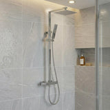 Aquarius Bathrooms Exposed Shower Set Chrome Aquarius RainLux Cool Touch Adjustable Square Exposed Shower Valve and Kit