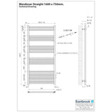 Eastbrook Wendover Straight Heated Towel Rail in Chrome