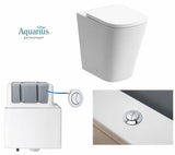 Aquarius Bathrooms Back to Wall Toilet Chrome Aquarius Laura Back to Wall Rimless Toilet Bundle with Pan, Cistern and Flush Button