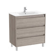 Roca Floor Standing Vanity Unit City Oak Roca Tenet 800mm Floor Standing Three Drawer Vanity Unit with Basin
