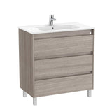 Roca Floor Standing Vanity Unit City Oak Roca Tenet 800mm Floor Standing Three Drawer Vanity Unit with Basin
