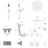UK Bathroom Store Concealed Shower Set Crosswater Module Shower Set 6 - 3 Outlet with Overhead Shower, Handset and Overflow Bath Filler