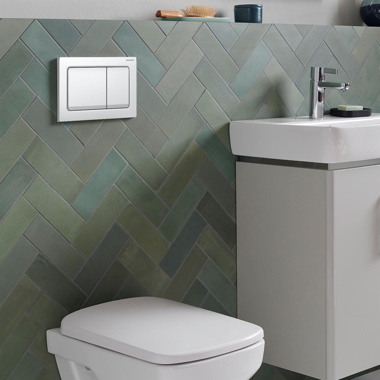 Geberit Flush Plate White Geberit Alpha Flush Plate with Square Buttons