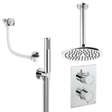 UK Bathroom Store Concealed Shower Set Chrome / Ceiling Arm / 200mm Crosswater Crossbox Shower Set 9 - 3 Outlet with Fixed Overhead Shower,Pencil Handset and Overflow Bath Filler Waste