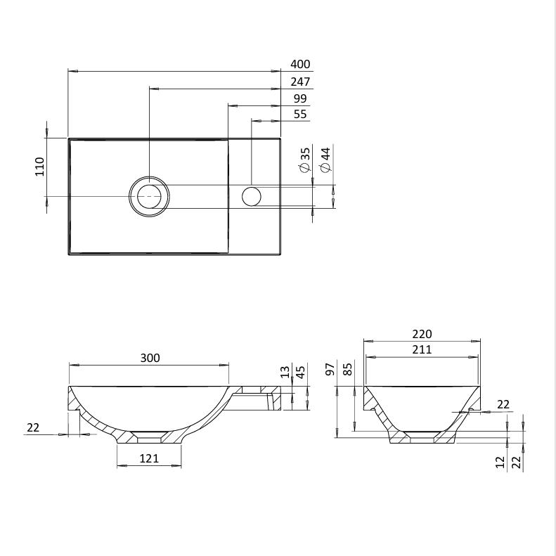 Crosswater Cloakroom Vanity Unit Crosswater Limit Cloakroom Wall Mounted 400mm Single Door Vanity Unit with Basin