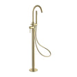 Aquarius Bathrooms Freestanding Bath Filler Brushed Brass Aquarius RF-Series Floor Standing Bath Shower Mixer with Shower Kit
