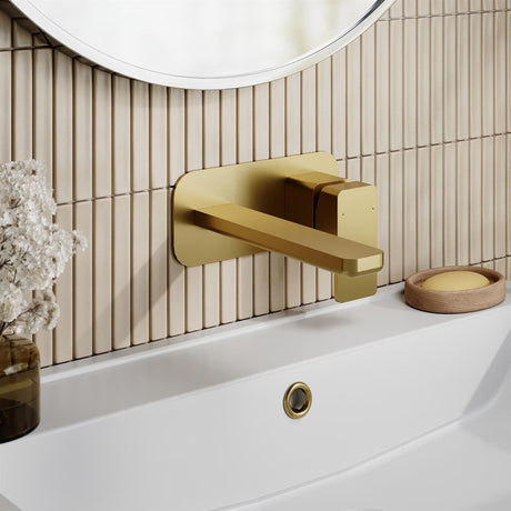 Aquarius Bathrooms Wall Mounted Basin Tap Brushed Brass Aquarius Tetra Wall Mounted 2 Tap Hole Basin Mixer Tap