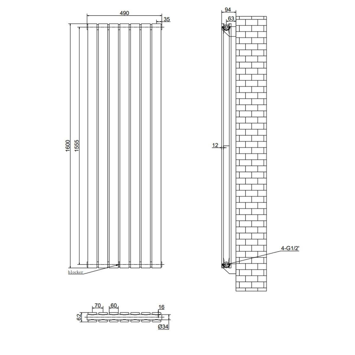 Aquarius Bathrooms Panel Radiator Aquarius Flat Double Vertical Panel Radiator