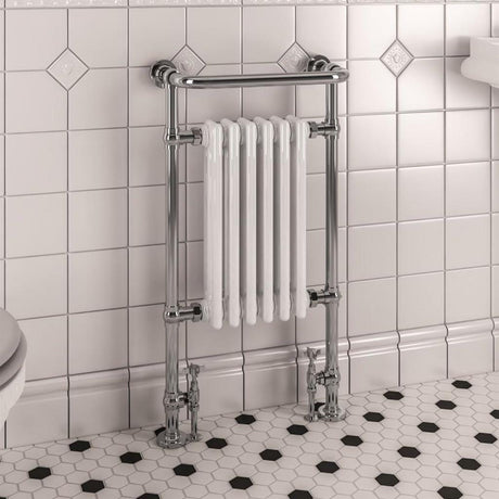 Eastbrook Inset Radiator Electric Only Eastbrook Isbourne Straight Vertical Traditional Radiator in Gloss White/Chrome