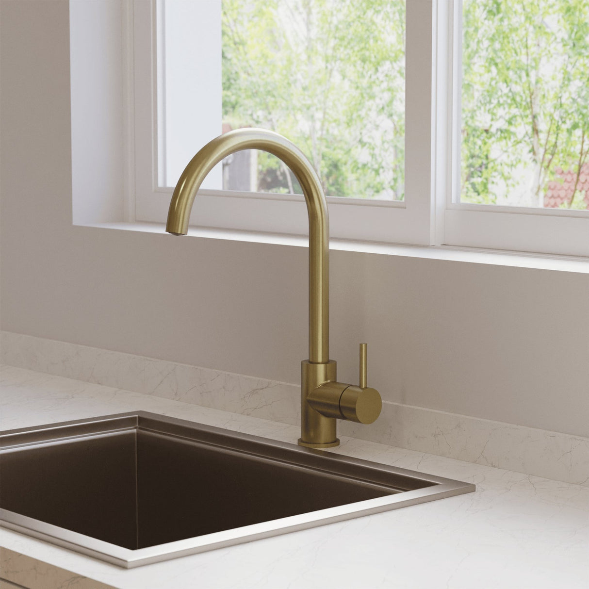 Crosswater Kitchen Tap Brushed Brass Crosswater MPRO Side Lever Kitchen Tap