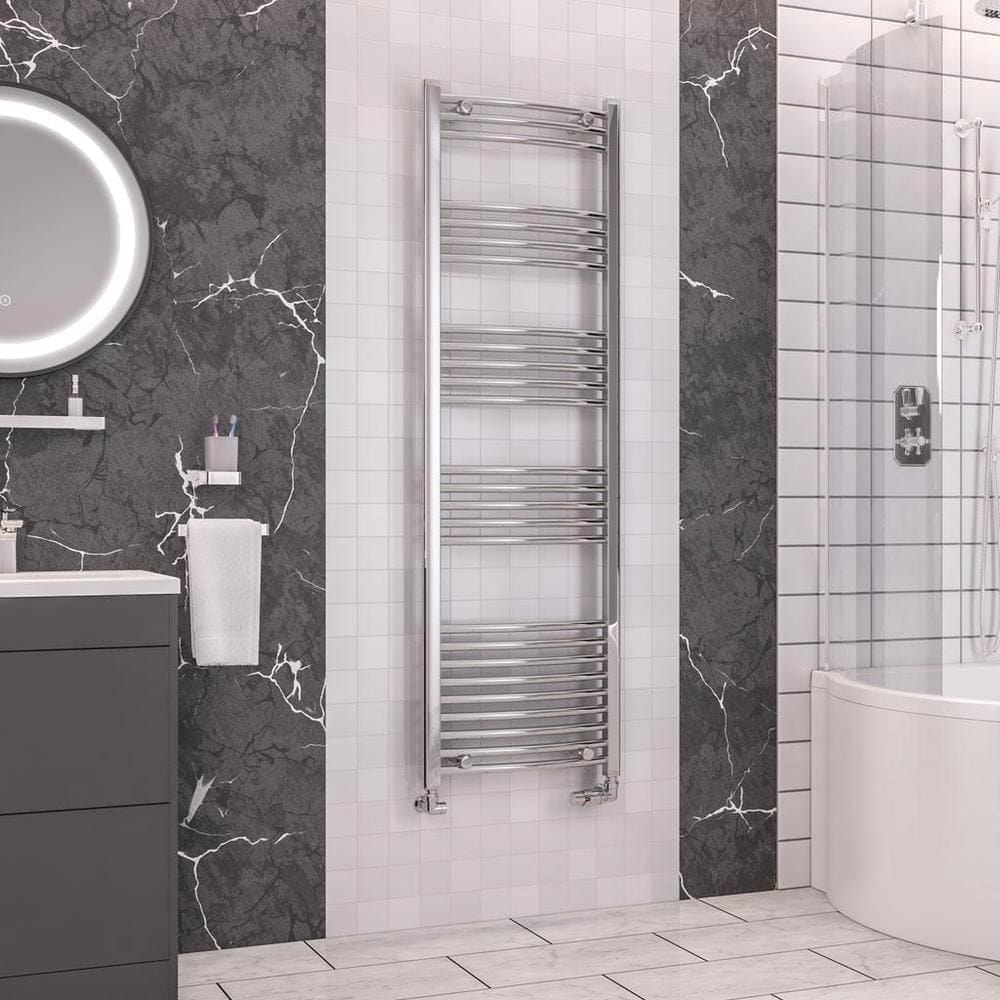 Eastbrook Ladder Rail 1600 x 500 / Dual Fuel Eastbrook Wendover Curved Vertical Heated Towel Rail in Chrome