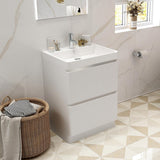 Imex Floor Standing Vanity Unit Imex Ivo Floor Standing 600mm Double Drawer Vanity Unit with Basin in White Gloss