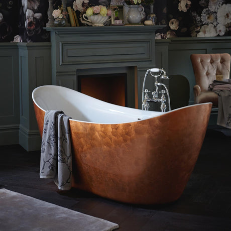 Heritage Roll Top and Slipper Freestanding Bath Copper Effect Heritage Hylton Freestanding Acrylic Double Ended Slipper Bath