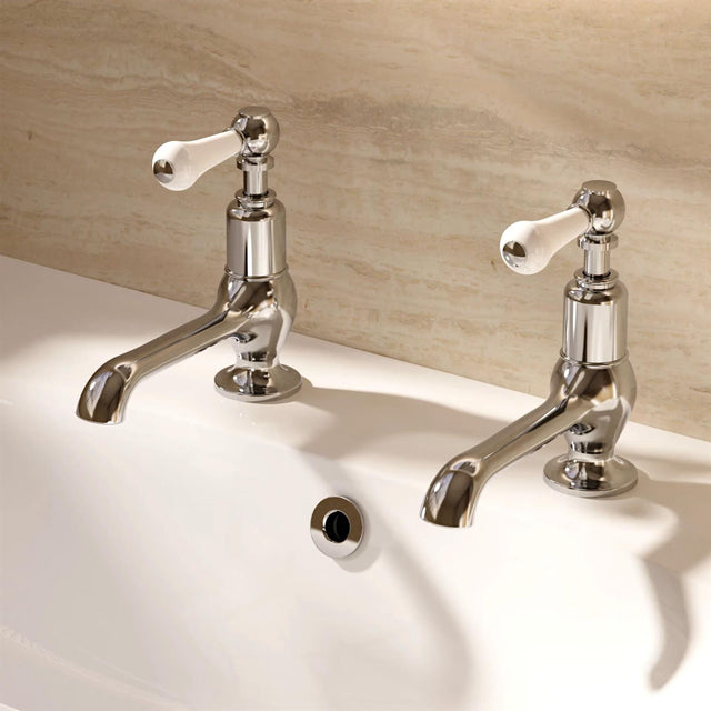 Crosswater Pillar Basin Tap Crosswater Belgravia Lever Long Nose Basin Mixer Taps (Pair) in Chrome